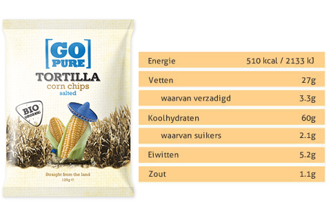 GoPure organic tortilla chips salted 125g